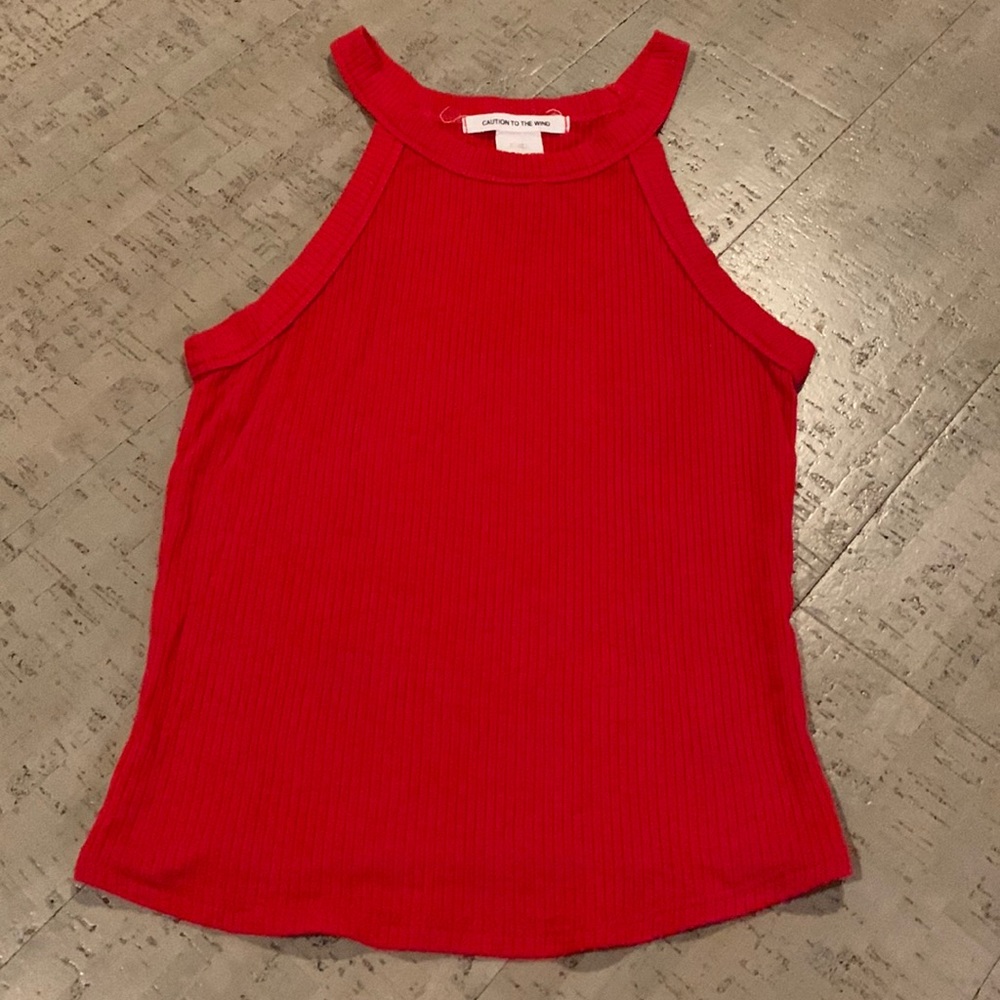 Red High Neck Tank Top Size Small